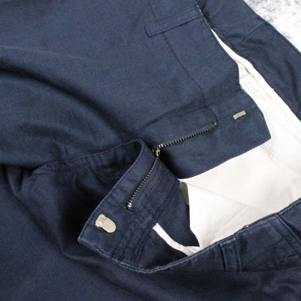 Gap Khakis Chino Pants Womens Size 10 Blue Navy Linen Cotton Y2K Relaxed - Picture 8 of 10